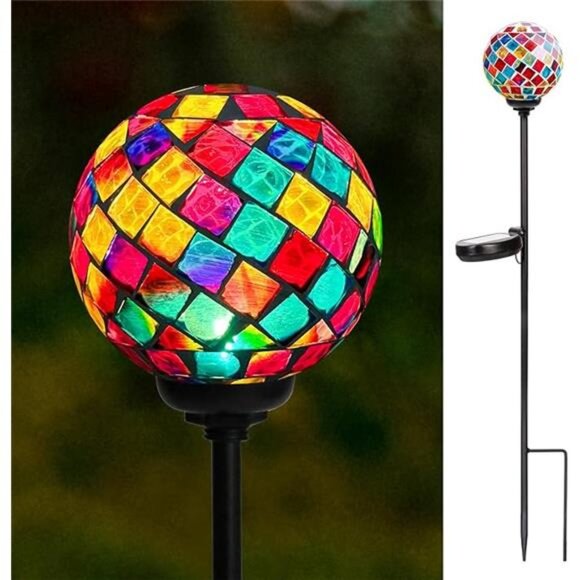 Mosaic Solar Lights Outdoor Decor Pathway Light Waterproof LED Stake Light - Picture 7 of 7